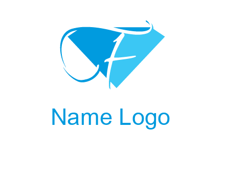 letter f placed in front of a diamond shape logo