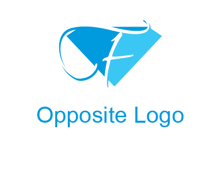 letter f placed in front of a diamond shape logo
