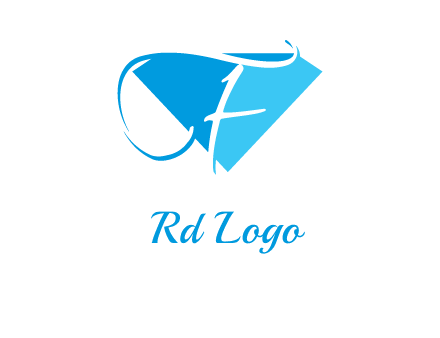 letter f placed in front of a diamond shape logo