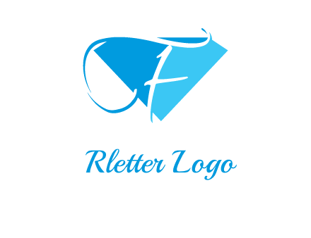 letter f placed in front of a diamond shape logo