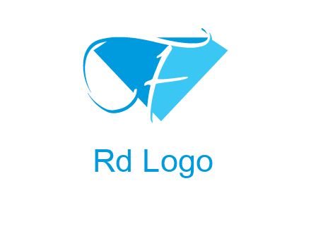 letter f placed in front of a diamond shape logo