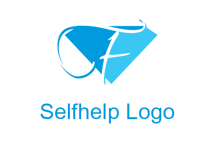 letter f placed in front of a diamond shape logo