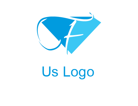 letter f placed in front of a diamond shape logo