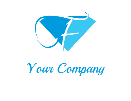 letter f placed in front of a diamond shape logo