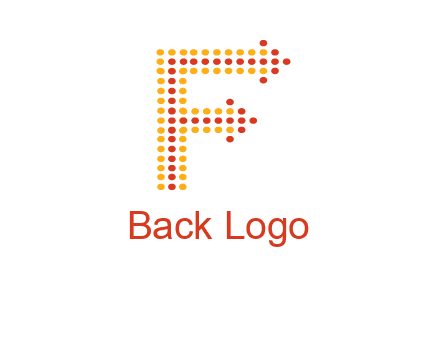 dots forming letter f with arrows logo