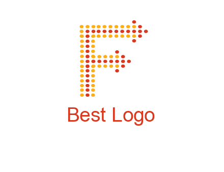 dots forming letter f with arrows logo