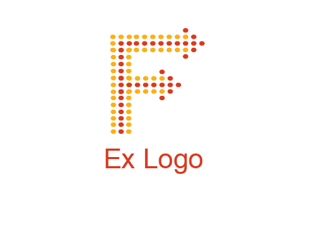 dots forming letter f with arrows logo