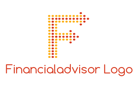 dots forming letter f with arrows logo