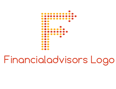 dots forming letter f with arrows logo