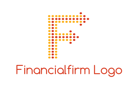 dots forming letter f with arrows logo