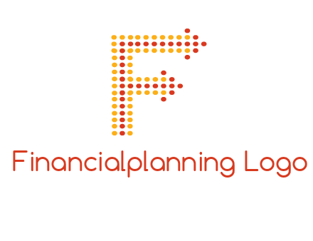 dots forming letter f with arrows logo