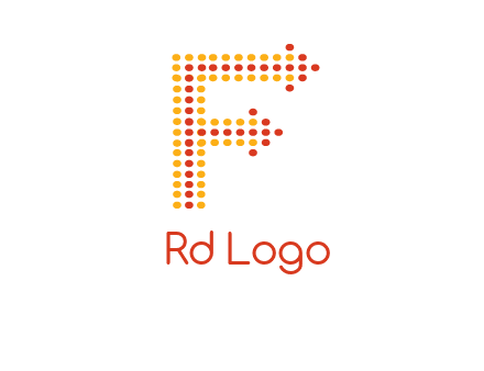 dots forming letter f with arrows logo