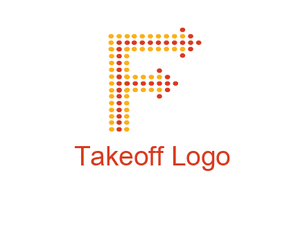 dots forming letter f with arrows logo