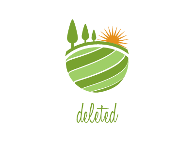 trees and sun on field agriculture logo