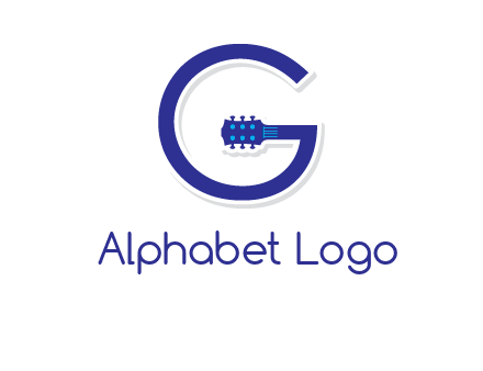 Guitar incorporated with letter g logo