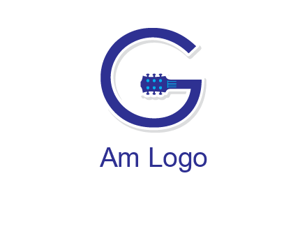 Guitar incorporated with letter g logo
