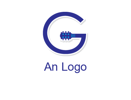 Guitar incorporated with letter g logo