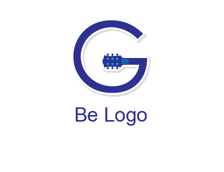 Guitar incorporated with letter g logo
