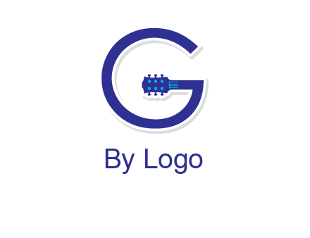 Guitar incorporated with letter g logo