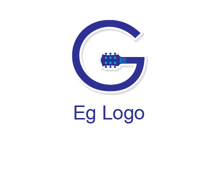 Guitar incorporated with letter g logo