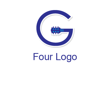 Guitar incorporated with letter g logo