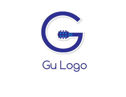 Guitar incorporated with letter g logo