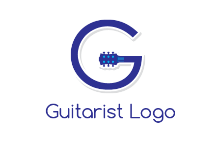 Guitar incorporated with letter g logo