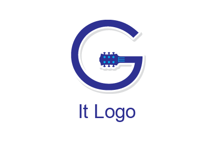 Guitar incorporated with letter g logo