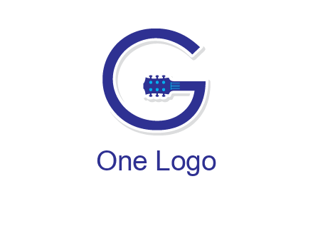 Guitar incorporated with letter g logo