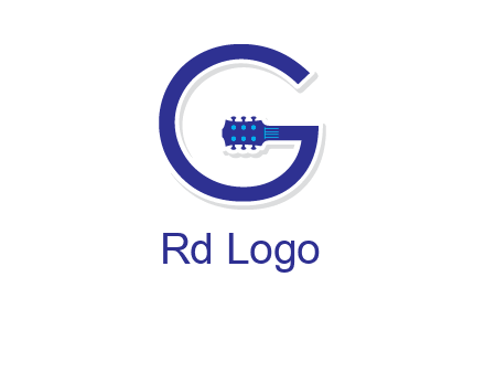 Guitar incorporated with letter g logo