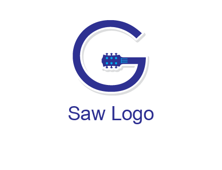 Guitar incorporated with letter g logo