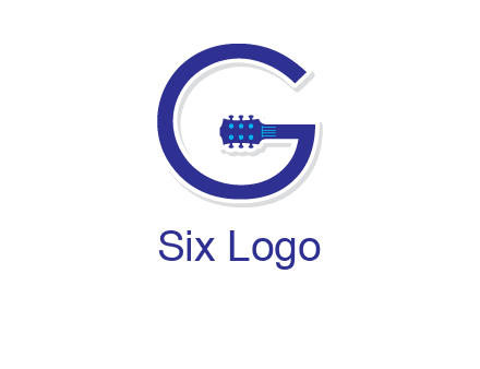 Guitar incorporated with letter g logo