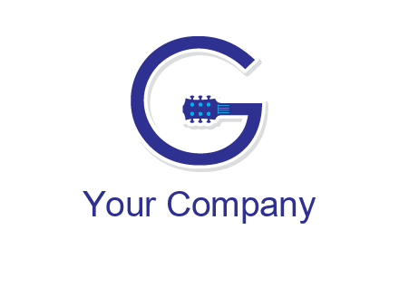 Guitar incorporated with letter g logo