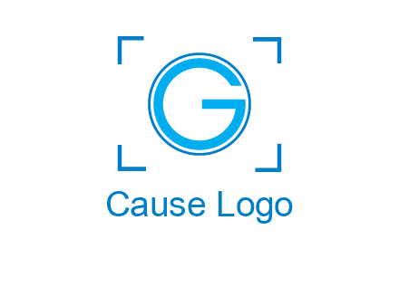 letter g inside circle with focus symbol