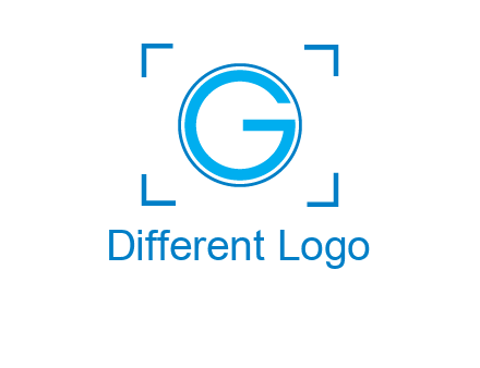letter g inside circle with focus symbol