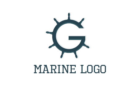 ship wheel forming letter g logo