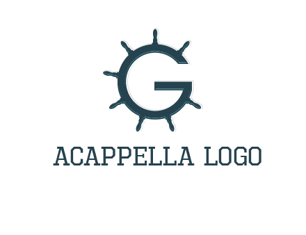 ship wheel forming letter g logo