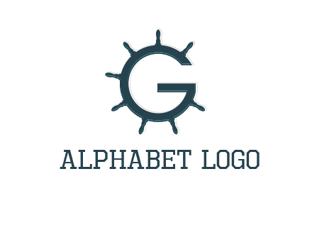 ship wheel forming letter g logo