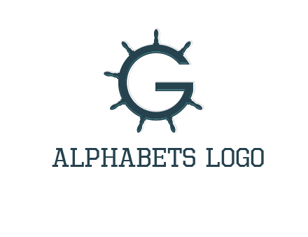 ship wheel forming letter g logo