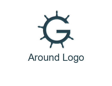 ship wheel forming letter g logo