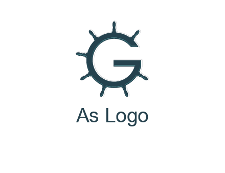 ship wheel forming letter g logo