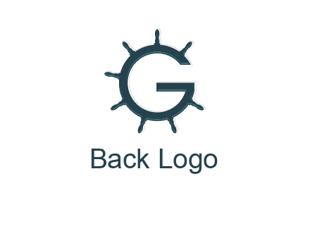 ship wheel forming letter g logo