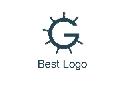 ship wheel forming letter g logo