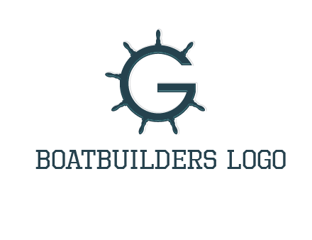 ship wheel forming letter g logo