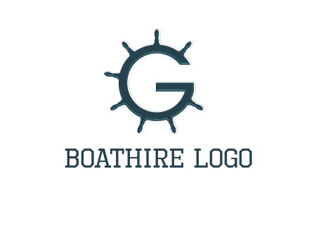 ship wheel forming letter g logo