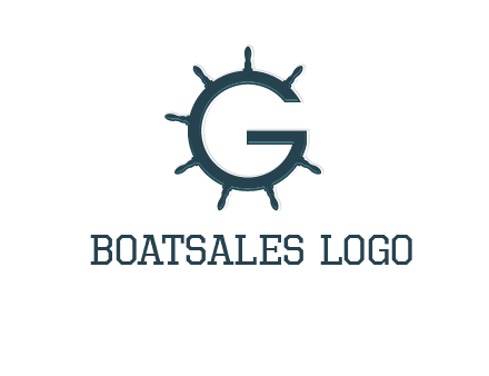 ship wheel forming letter g logo