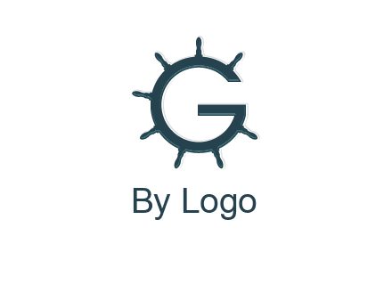 ship wheel forming letter g logo