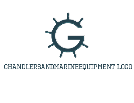 ship wheel forming letter g logo