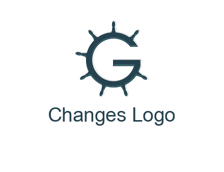 ship wheel forming letter g logo
