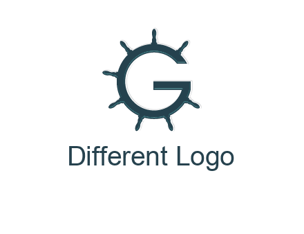 ship wheel forming letter g logo